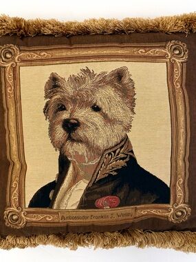 Vintage Borgata Large West Highland Terrier Double Sided Tapestry with Fringe